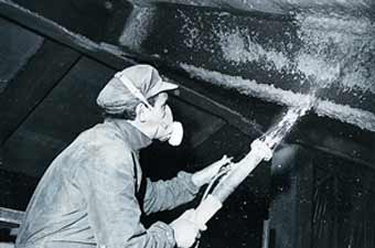 Asbestos being sprayed in the 1960s